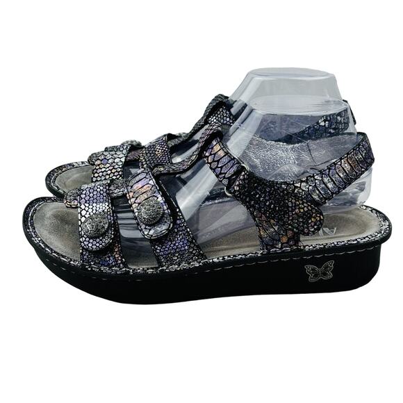 Womens Alegria Kleo Zesty Gladiator Sandals Iridescent Snake Gem Buttons 11.5 12 - Picture 5 of 14